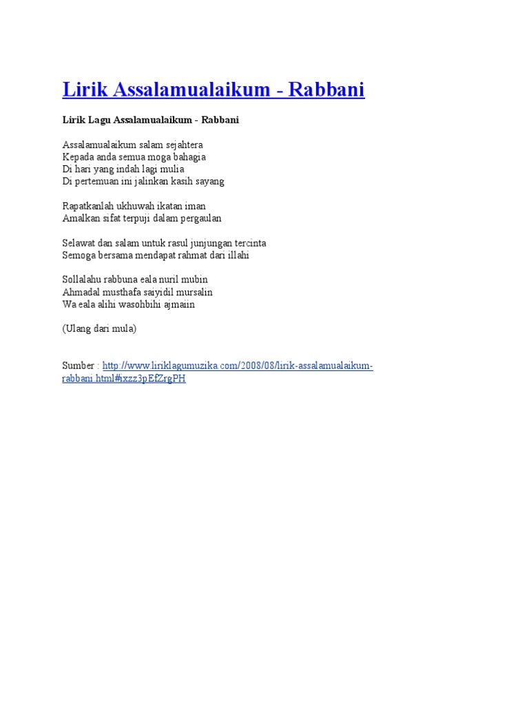 Lirik Lagu Assalamualaikum Pdf