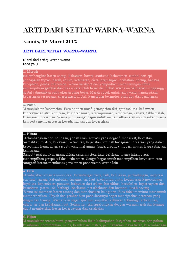 Arti Dari Setiap Warna