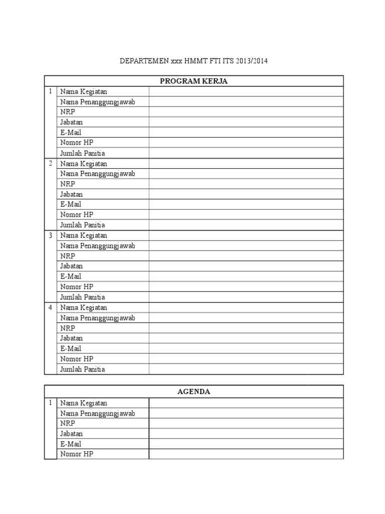 Contoh Draft Program Kerja Organisasi | PDF