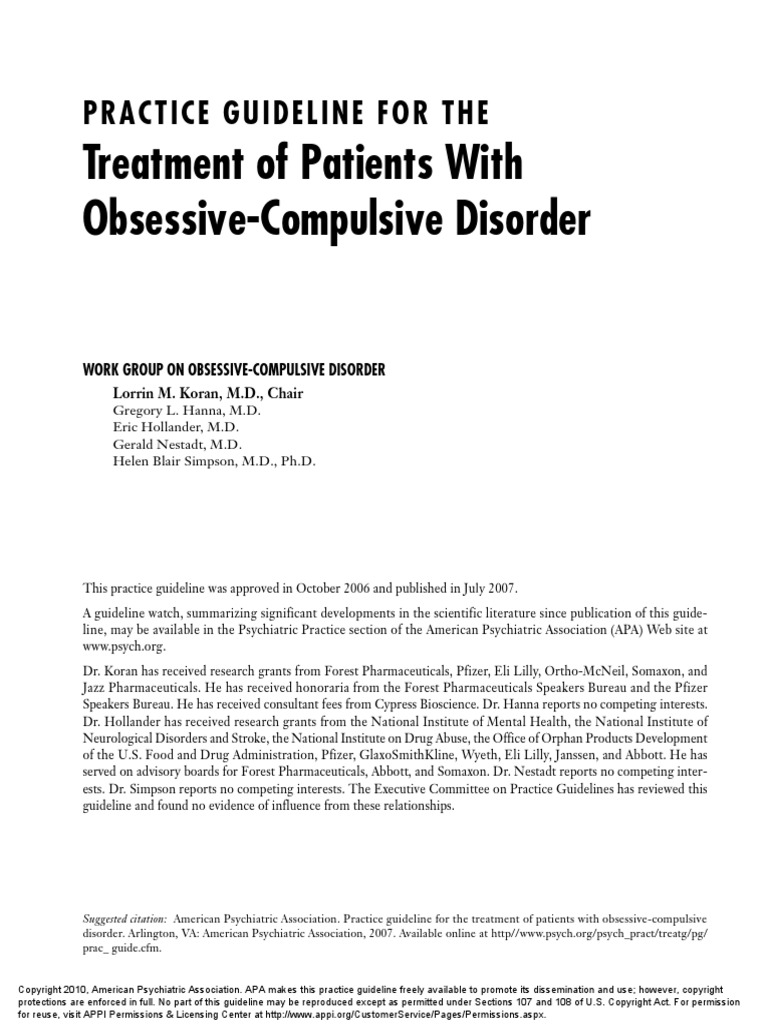 Ocd | PDF | Obsessive–Compulsive Disorder | American Psychiatric ...