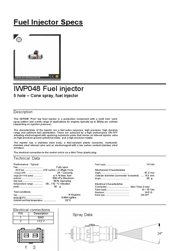 IWP048 Fuel Injector Specifications | PDF