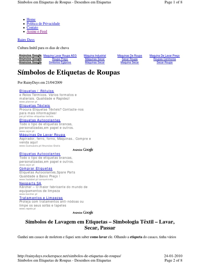 Simbolos de Etiquetas de Roupa | PDF | Centrifugação | Roupas, image size:768x1024