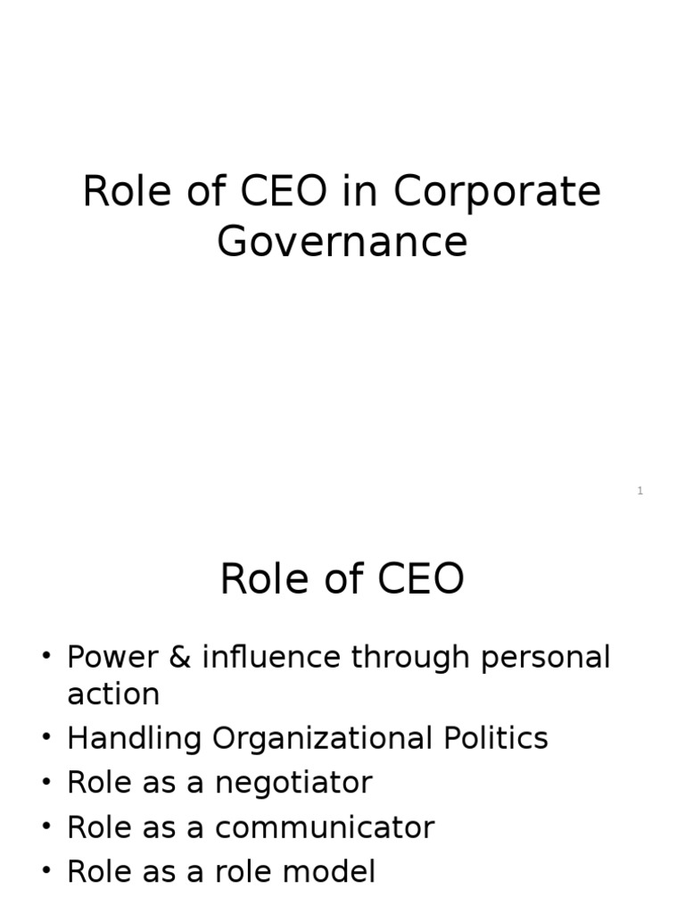 CEO's Role in Corporate Governance | PDF | Self-Improvement
