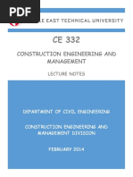 Construction Engineering Ce 332-Lecture Notes 2014
