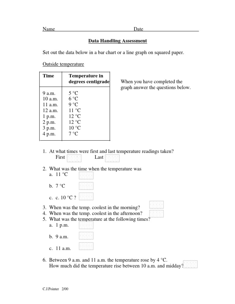 Data Handling: Temperature Graph Exercise | PDF