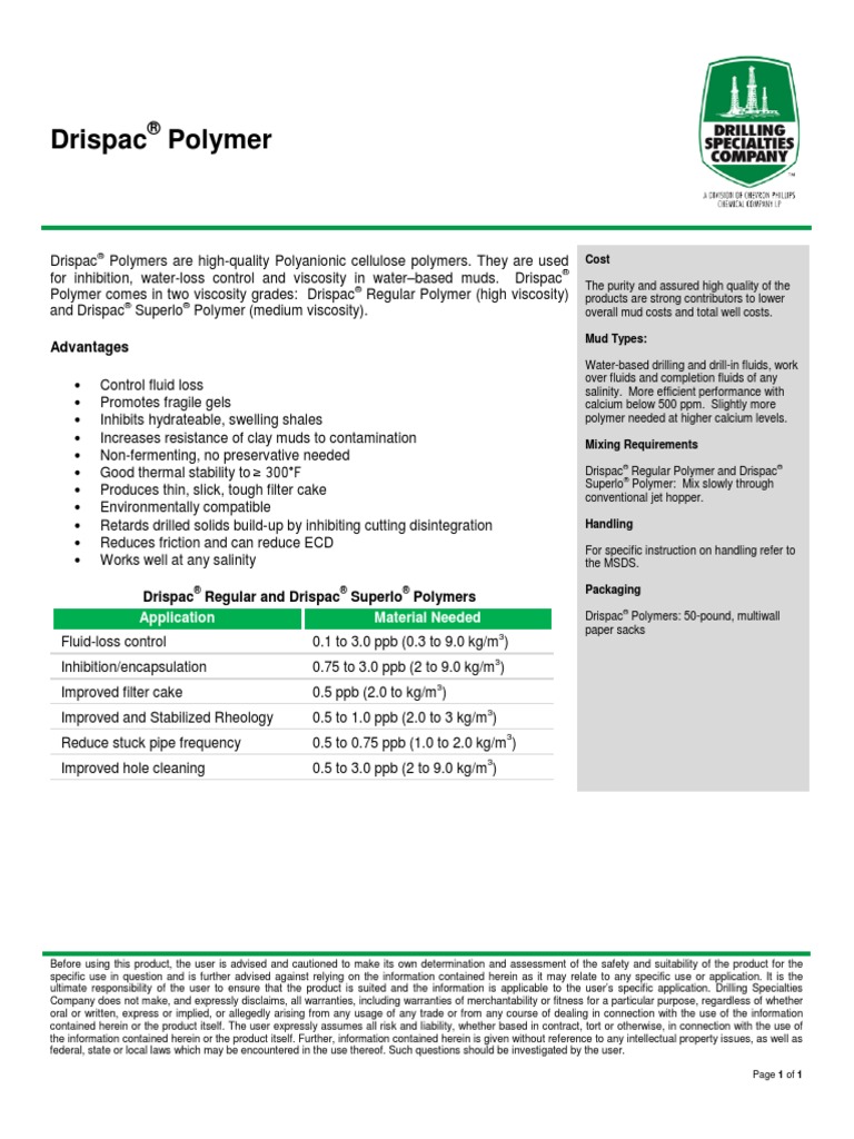 Drispac Polymer | PDF | Materials | Chemistry