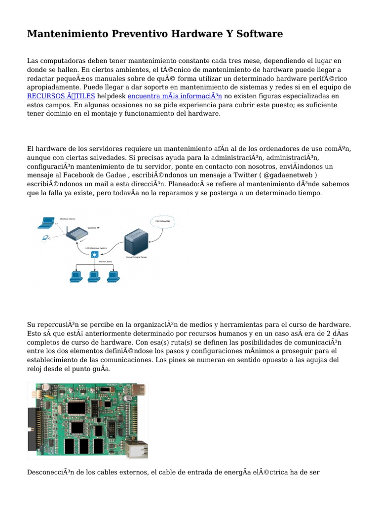 Mantenimiento Preventivo Hardware Y Software | PDF | Hardware de la ...