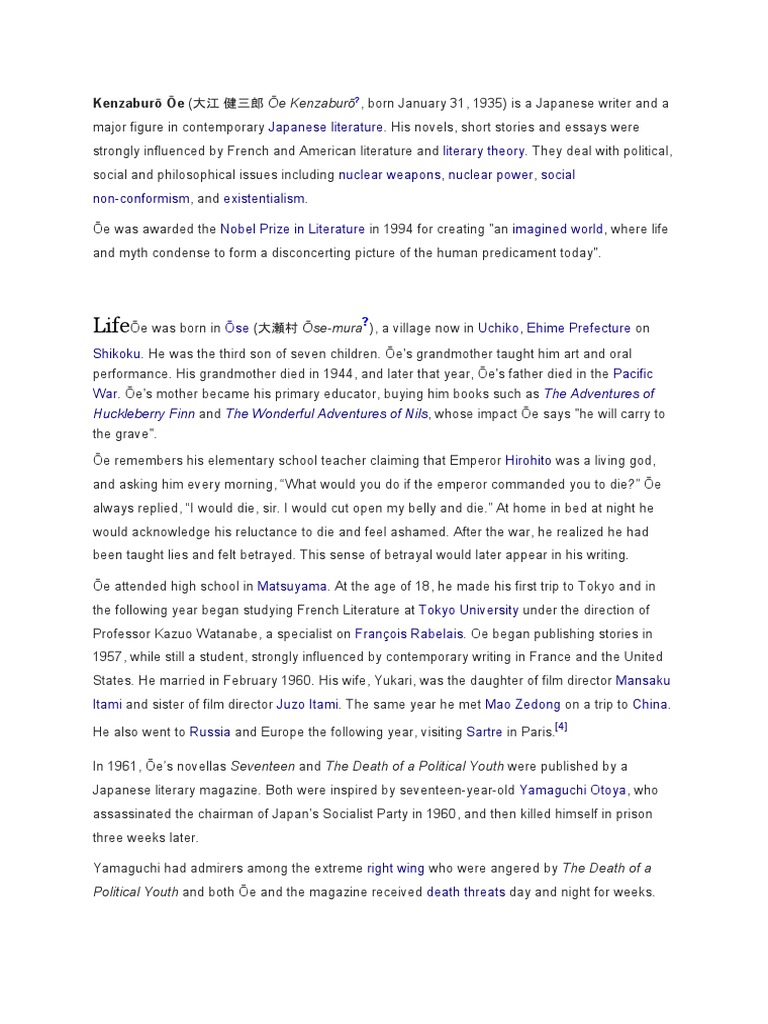 Kenzaburo Oe | Fiction & Literature