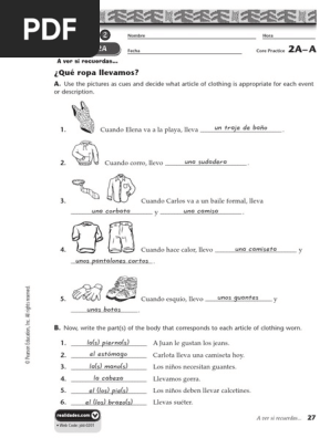 Realidades Key Chapter 2a Pages 27 37 Ropa Fashion