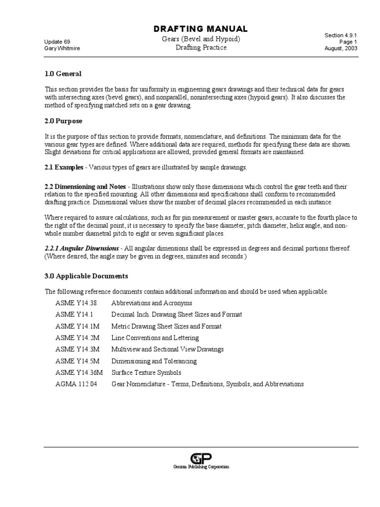 1.0 General Drafting Manual PDF Gear Kinematics