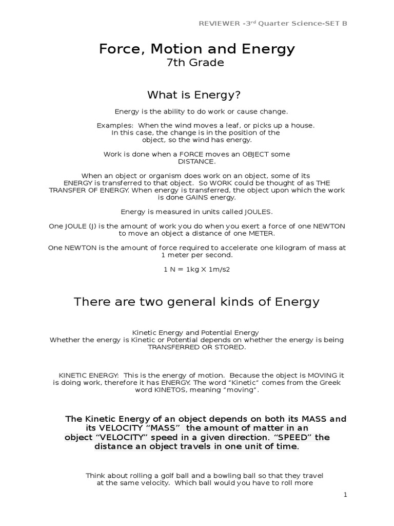 3rd Quarter Science Set B Temperature Potential Energy - 