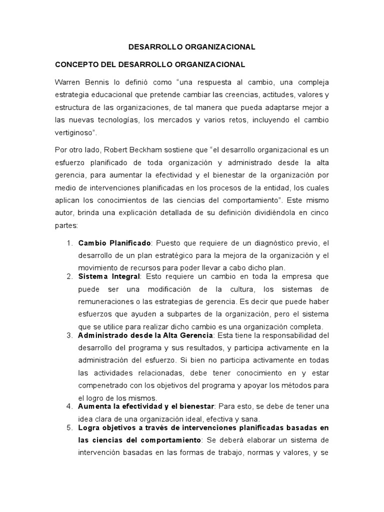 Objetivos del Desarrollo Organizacional | PDF | Desarrollo ...