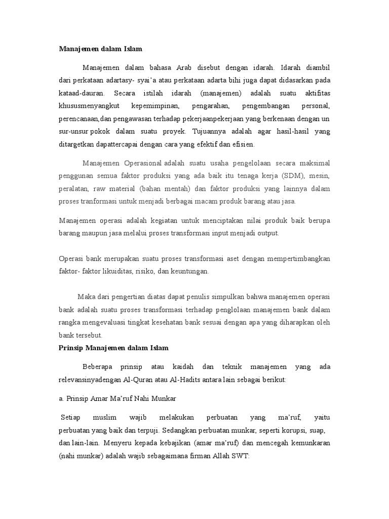 Manajemen Bank Syariah