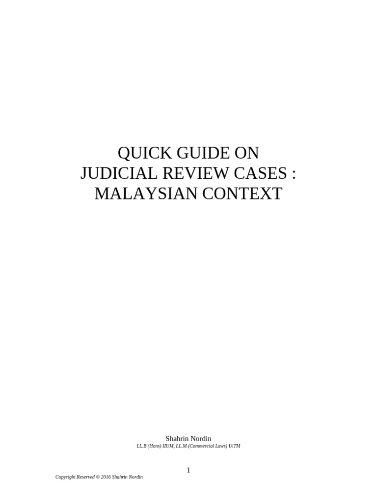 Quick Guide On Judicial Review Cases Malaysian Context PDF