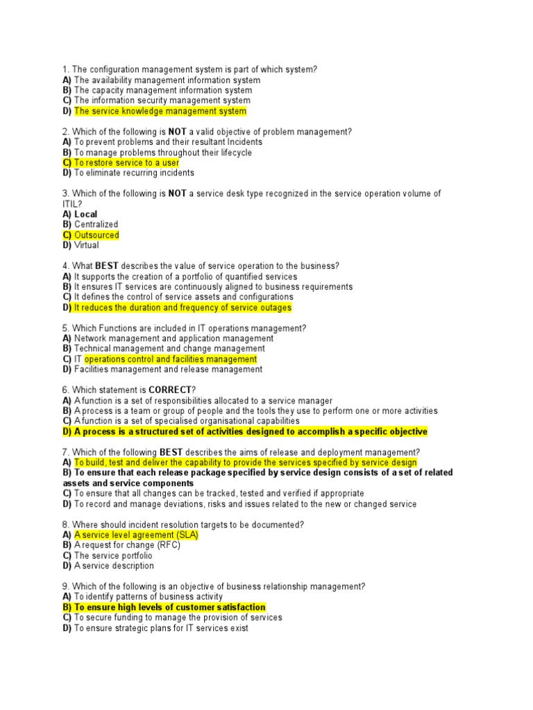 IT Questions | PDF | Itil | Performance Indicator