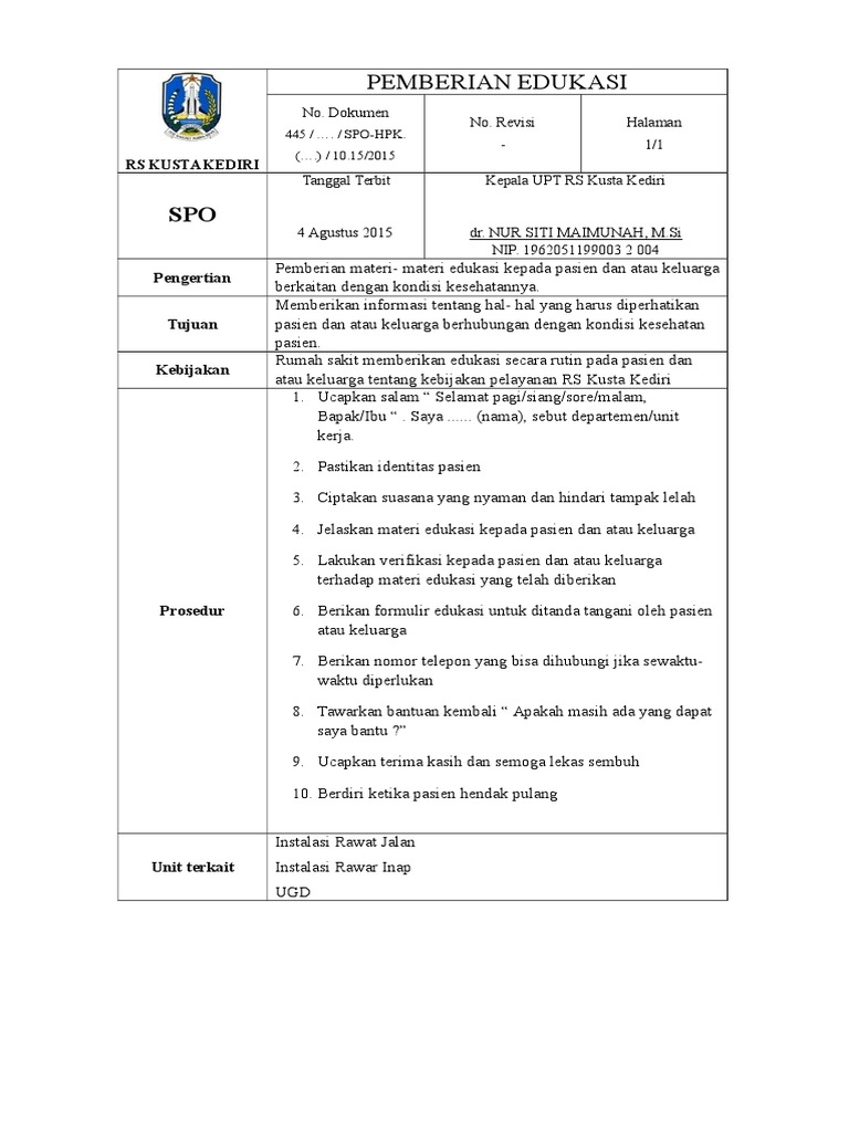 Contoh Formulir Edukasi Pasien - Simak Gambar Berikut