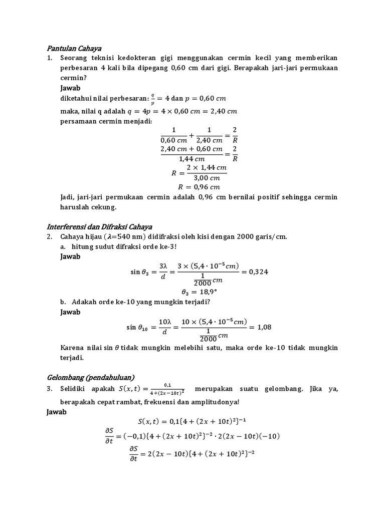 Soal Dan Jawaban Gelombang Optik