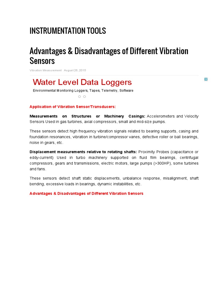 Advantages & Disadvantages of Different Vibration Sensors PDF Bearing (Mechanical
