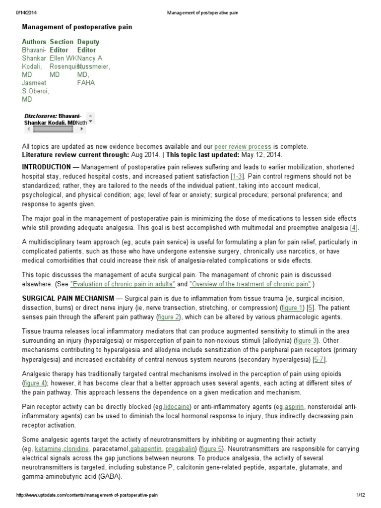 Management of Postoperative Pain | PDF | Analgesic | Opioid