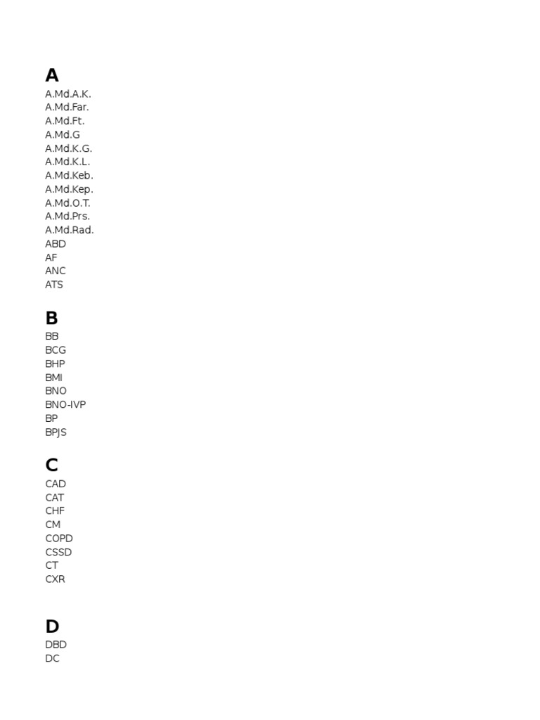Daftar Singkatan | PDF