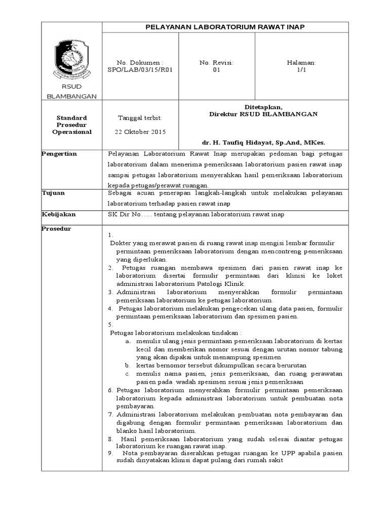 Prosedur Pengambilan Sampel Laboratorium | PDF