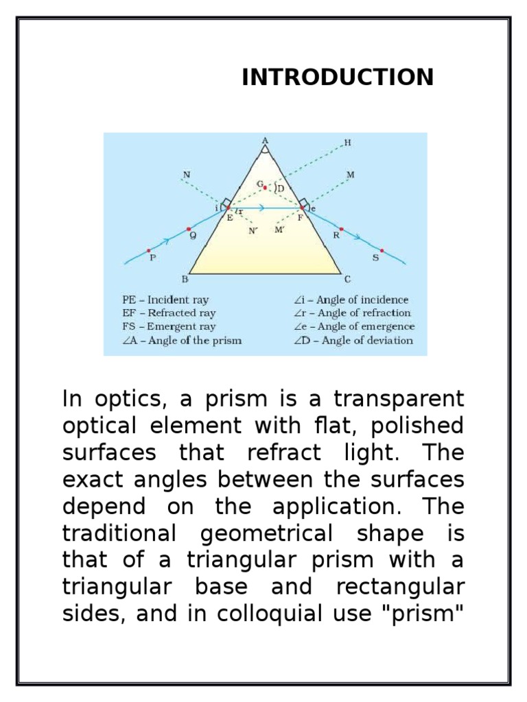 Hollow Prism Physics Investigatory Project Class 12 CBSE PDF Prism Atomic