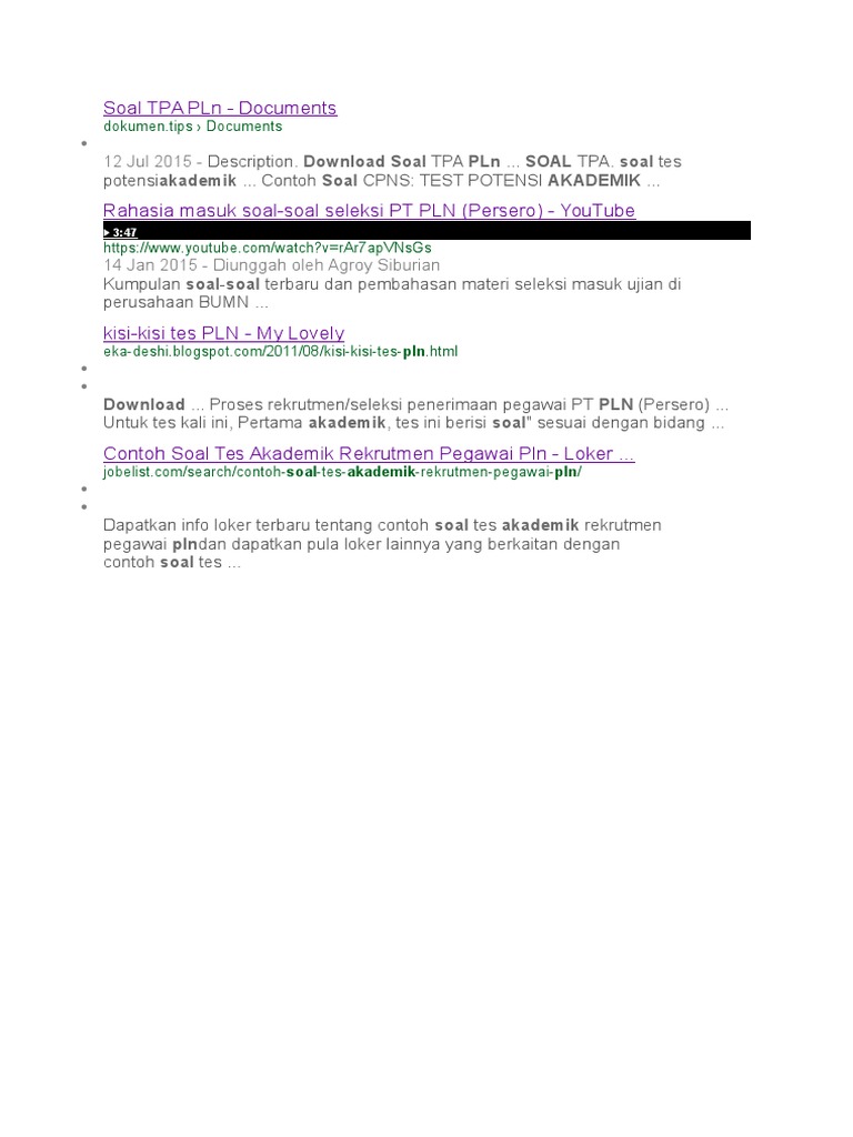 Soal Tpa Pln