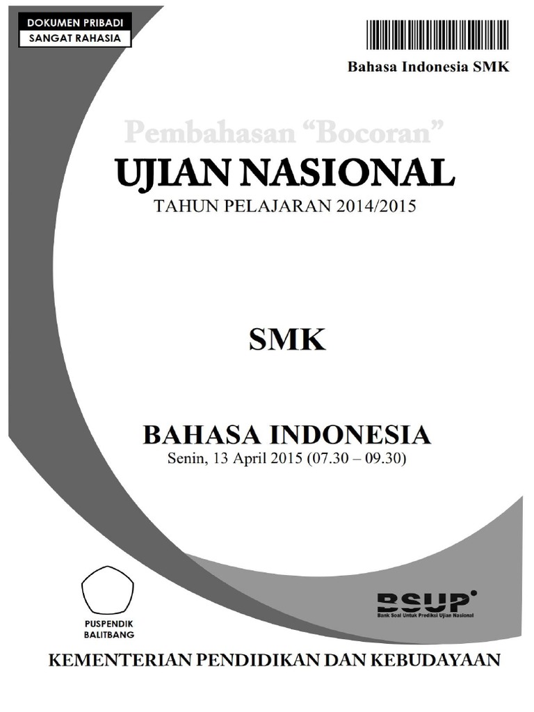 Soal Un Bahasa Indonesia Smk Materi Kata Sumbang Dan Pembahasannya