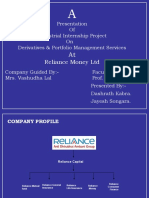 Reliance Money LTD: Presentation of Industrial Internship Project On Derivatives & Portfolio Management Services
