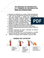 Instrucciones de Seguridad para Prevencion y Proteccion de Incendios