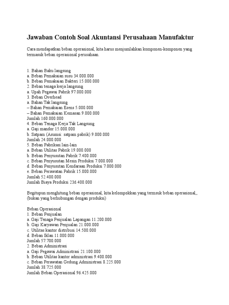 Jawaban Contoh Soal Akuntansi Perusahaan Pdf