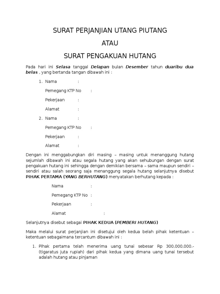 Download 65+ Contoh Surat Hutang Piutang Terbaru Gratis
