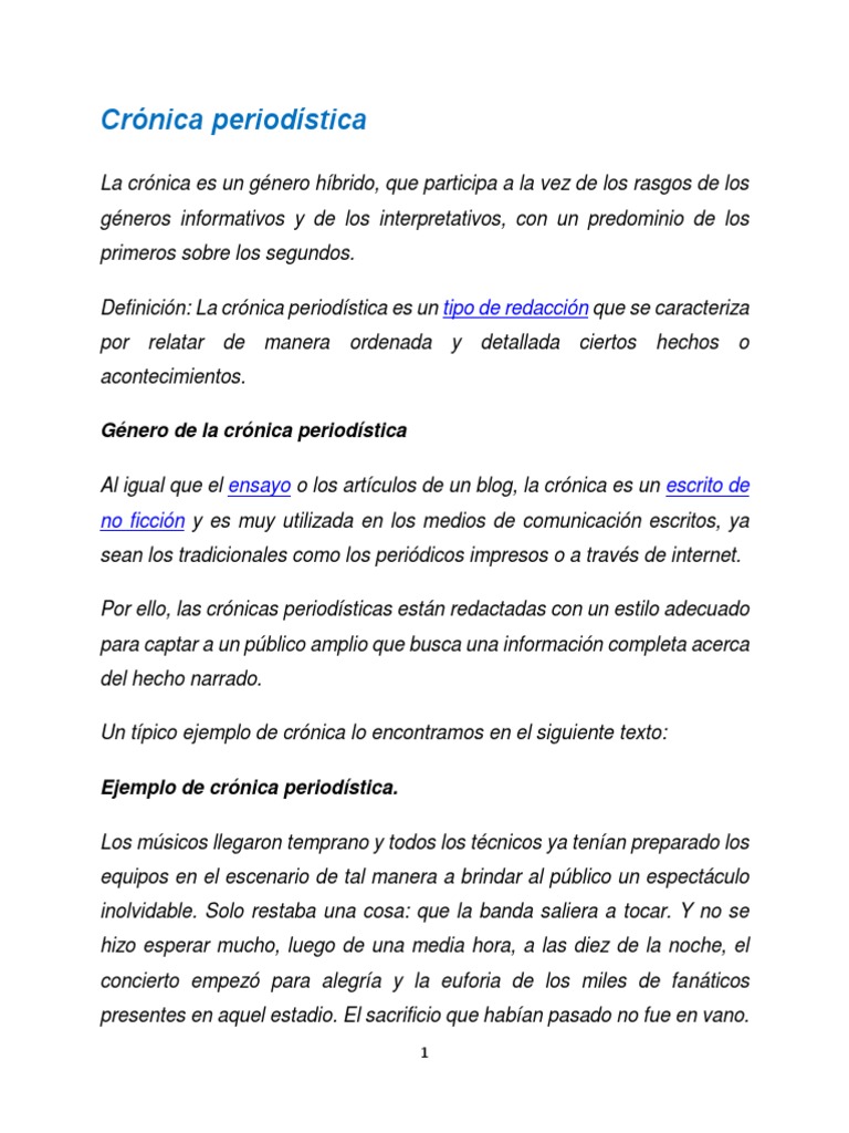 Cronica Periodistica y Noticiadiferencia Periodismo