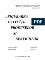 Asigurarea Calităţii Produselor ŞI Serviciilor: Universitatea Politehnica Din Bucuresti