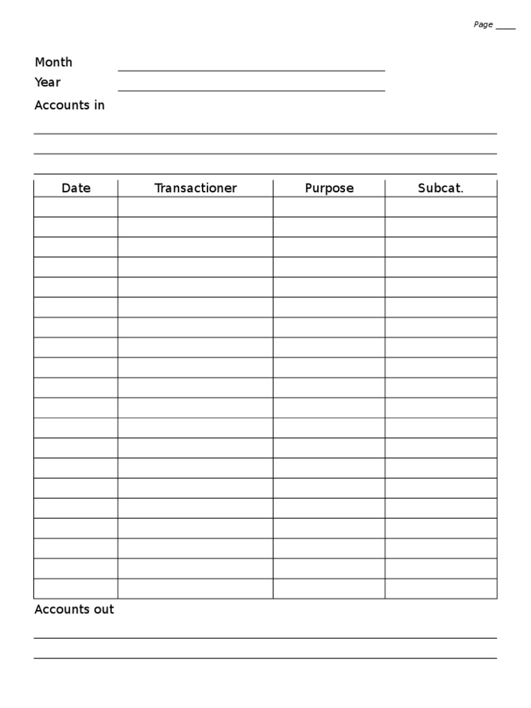 Transaction Record Summary Template | PDF