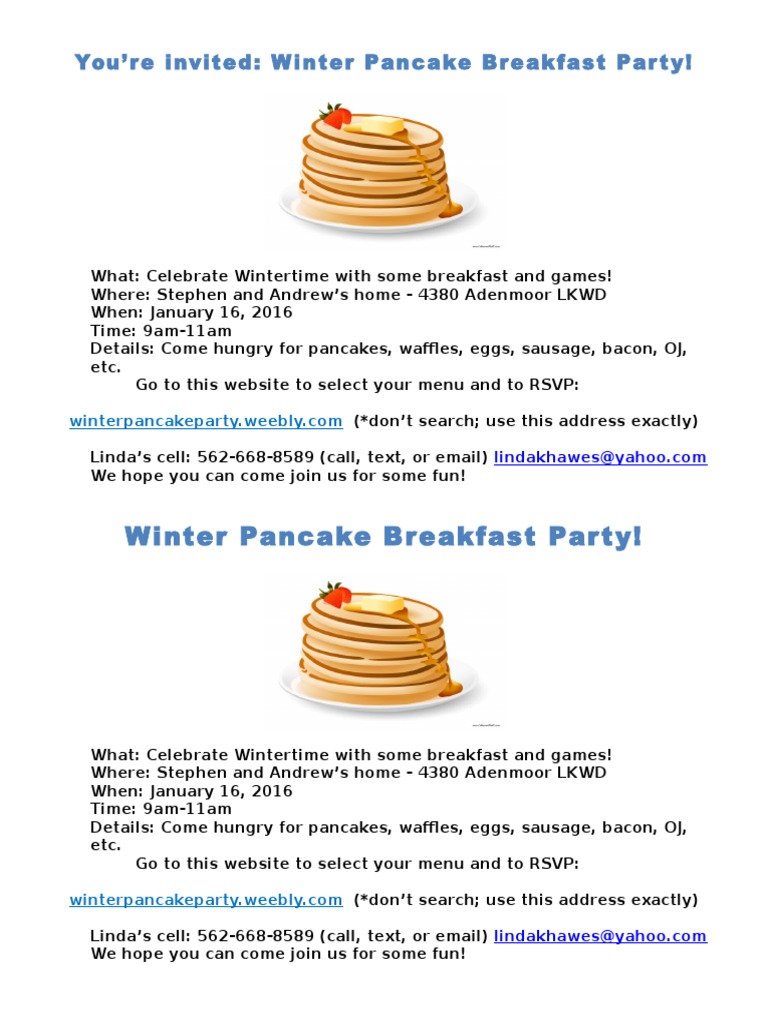 Pancake Party | PDF | Cooking, Food & Wine