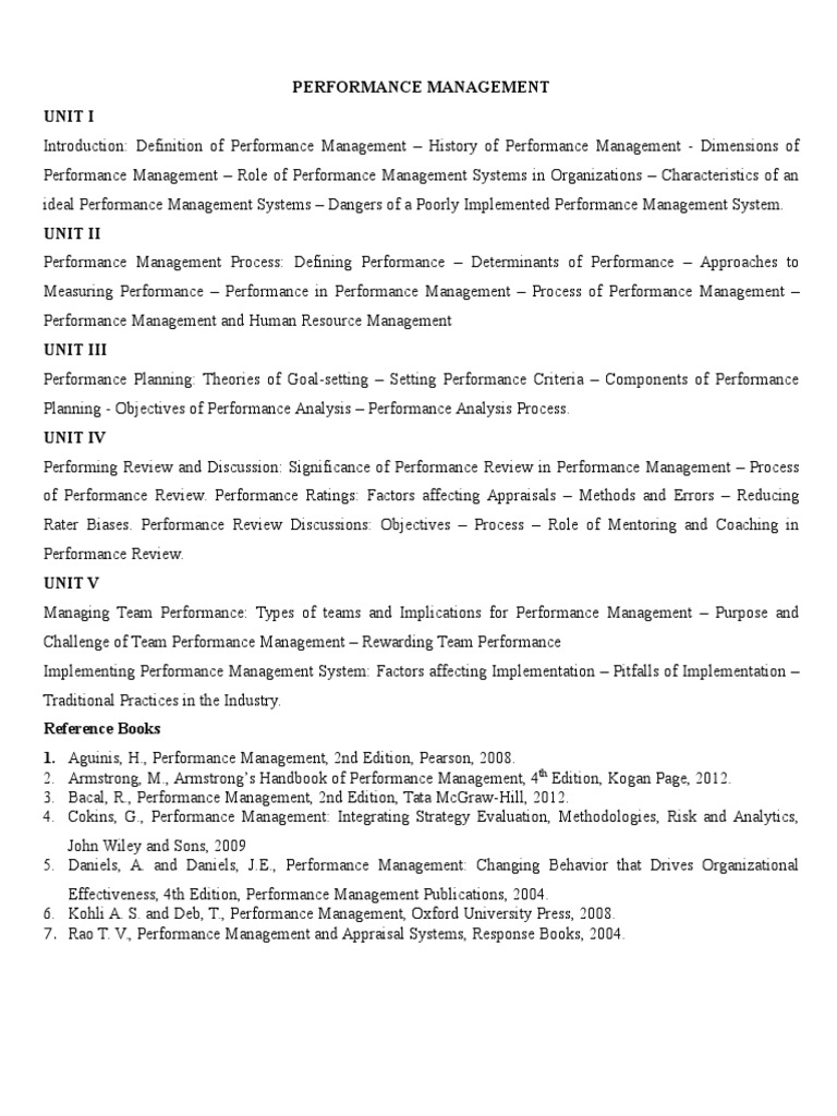 Performance Management Course Overview | PDF