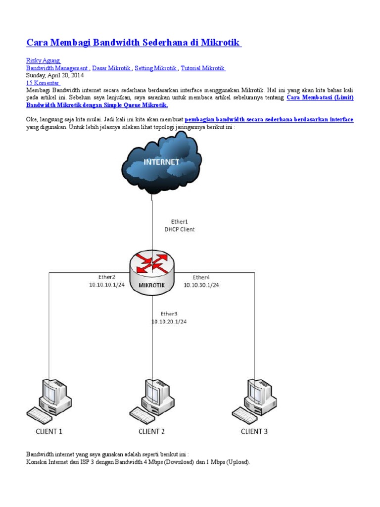 Cara Membagi Bandwidth Sederhana Di Mikrotik