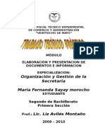 Organización y Gestión de La Secretaria Maria Fernanda Sayay Morocho