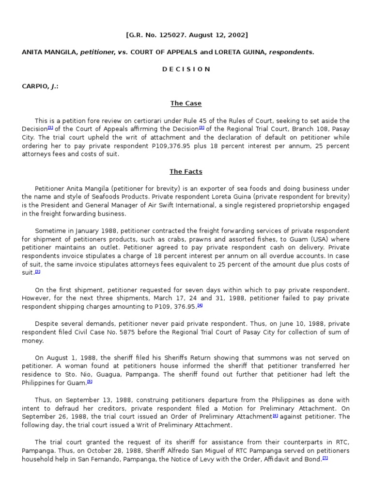 Court Ruling on Writ of Attachment Case | PDF | Lawsuit | Complaint