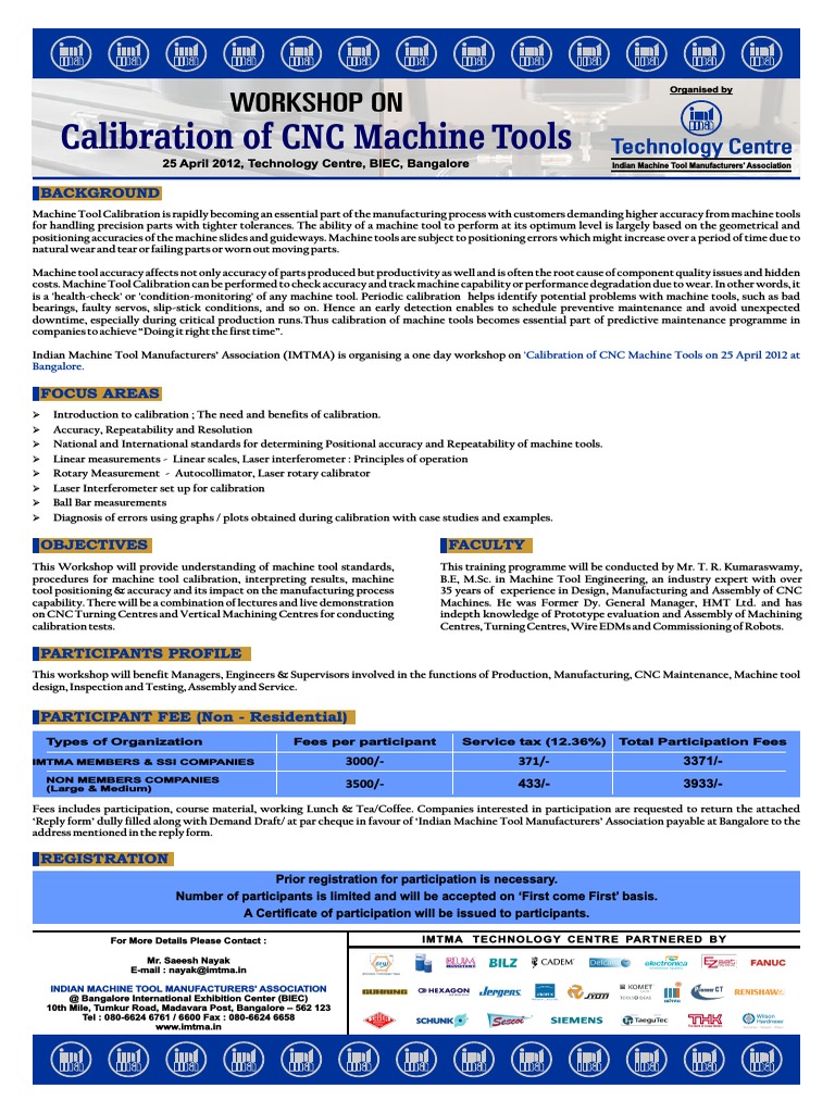 Workshop On Calibration of Machine Tool | PDF | Machine Tool | Calibration