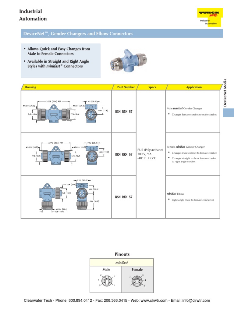 TURCK DeviceNet Connectors Receptacles | PDF | Electrical Connector ...