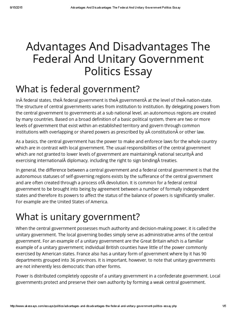 an essay on responsibilities of government
