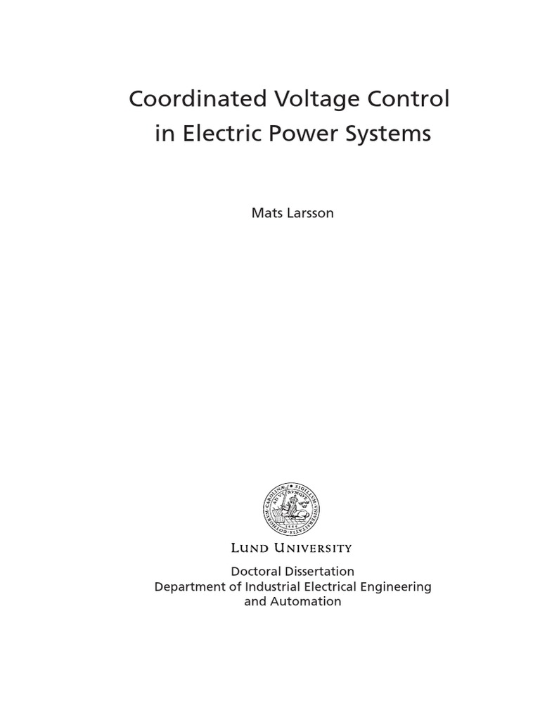 Coordinated Voltage Control in Power Systems PDF Electric Power