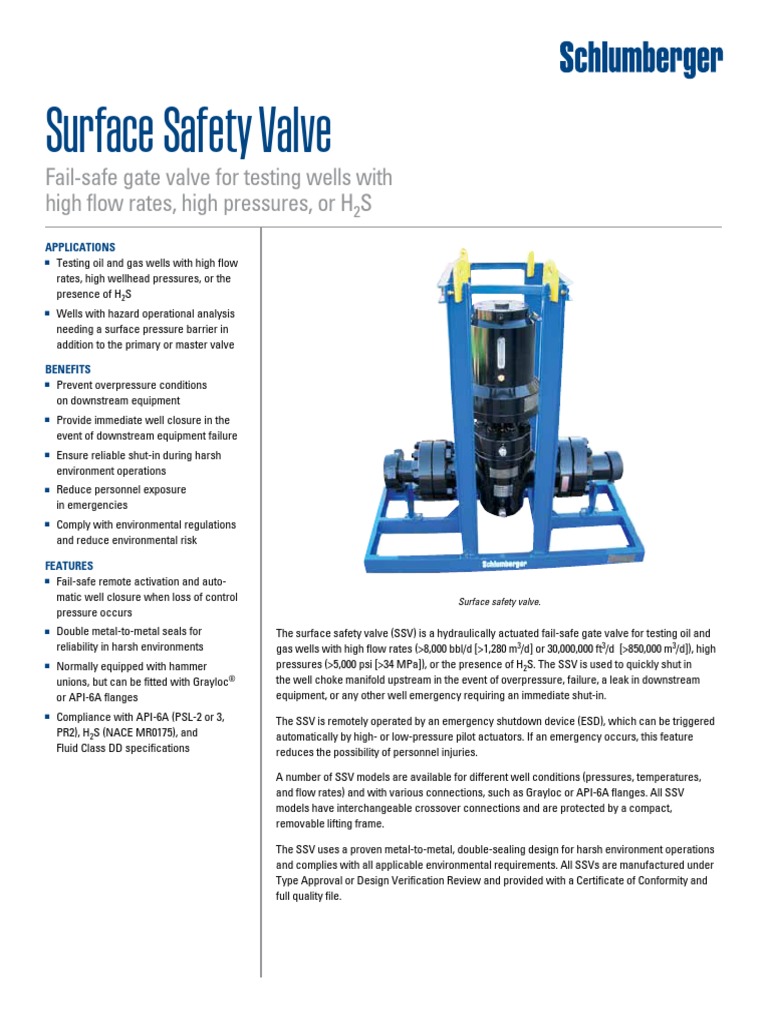 Surface Safety Valve Ps PDF Valve Safety