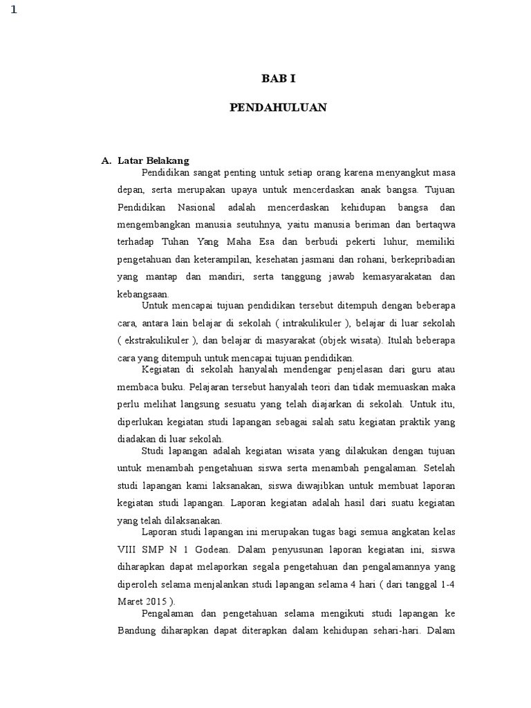 Laporan Kegiatan Studi Lapangan Komprehensif Bab I Bab Iii