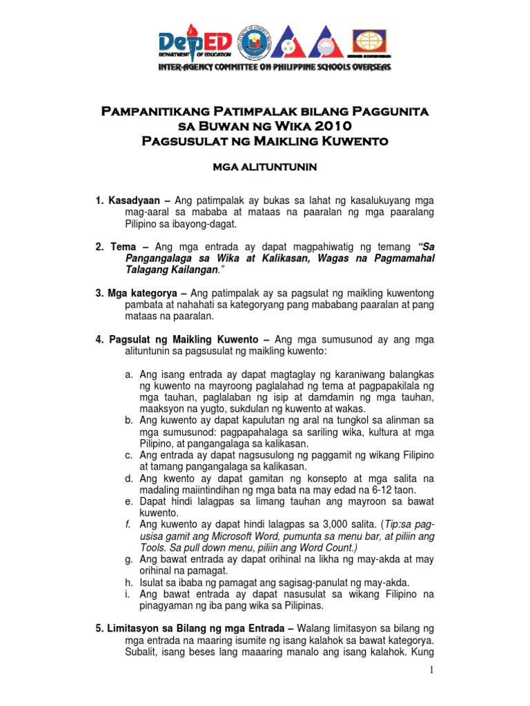 Contest Rules Tagalog | PDF