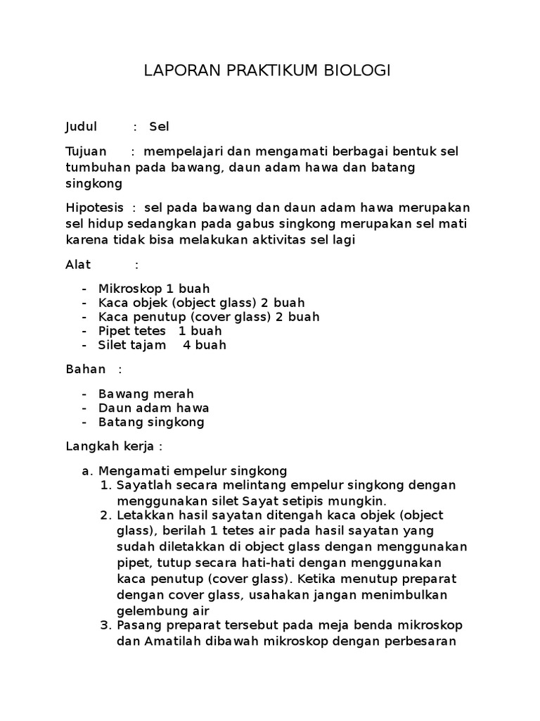 Laporan Praktikum Biologi