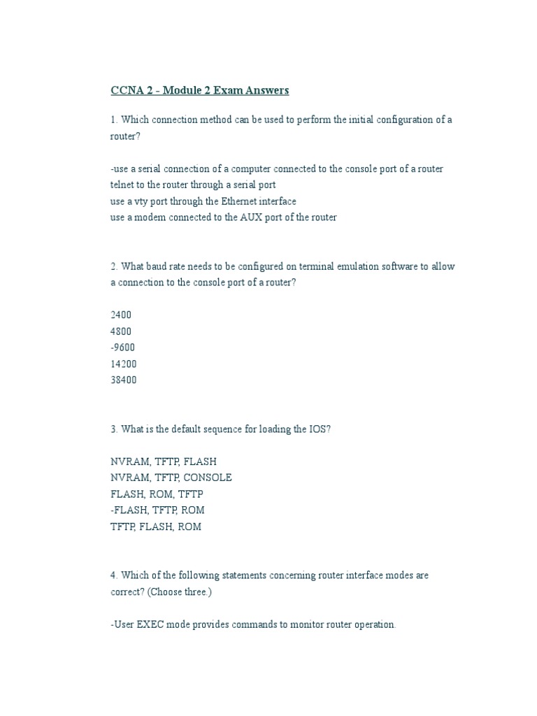 CCNA 2 - Module 2 Exam Answers | PDF | Transmission Control Protocol ...