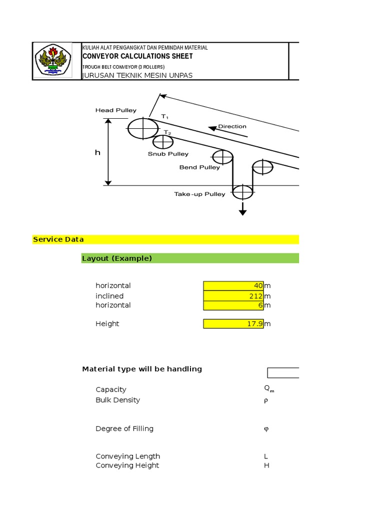 Conveyor Belt Design and Calculations | PDF | Belt (Mechanical) | Cement
